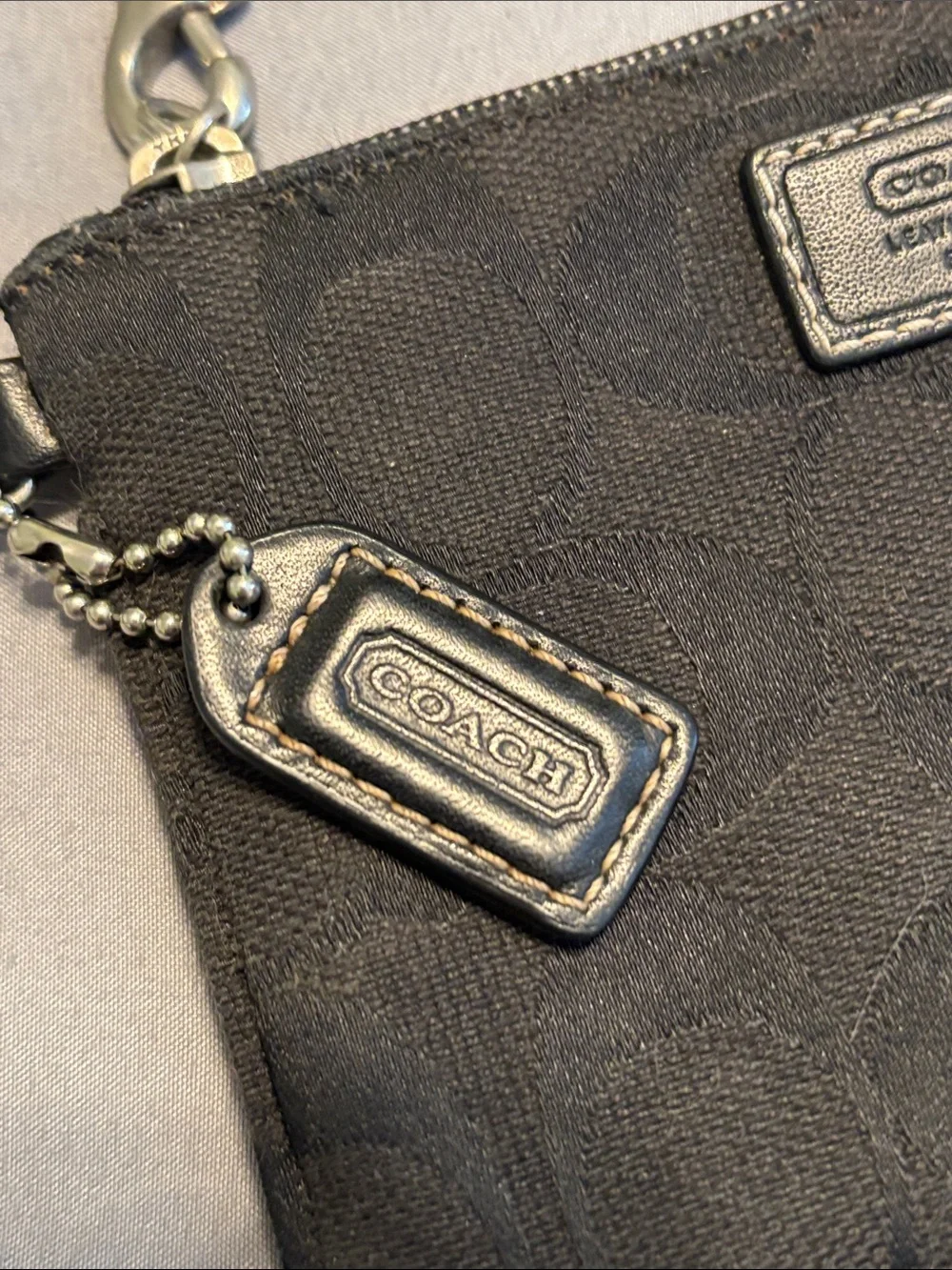 Vintage Y2K Coach Black Signature Canvas Wristlet